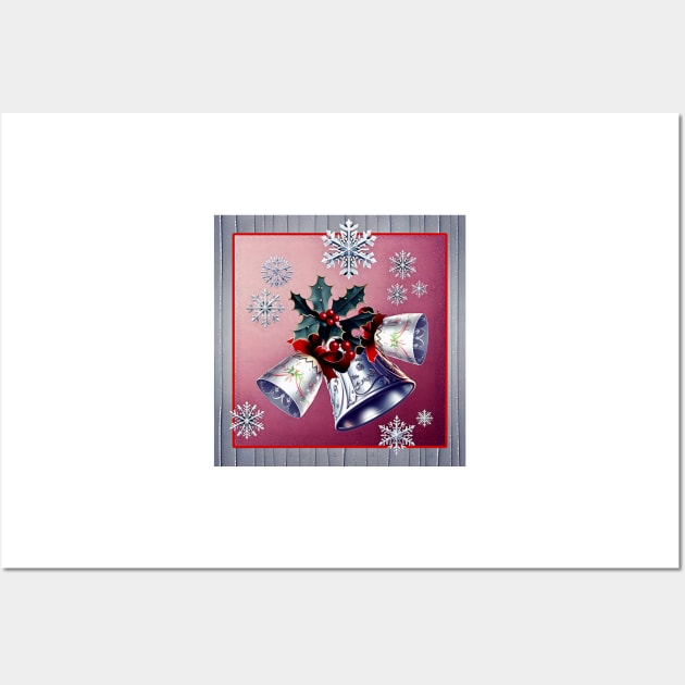 Silver Bells Holly and Snowflakes Wall Art by DANAROPER